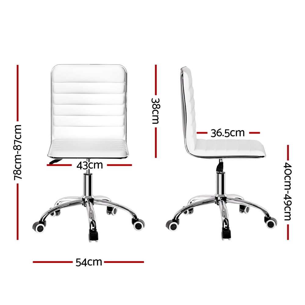 Artiss Office Chair Conference Chairs PU Leather Low Back White-Office Chairs-PEROZ Accessories