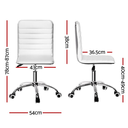 Artiss Office Chair Conference Chairs PU Leather Low Back White-Office Chairs-PEROZ Accessories
