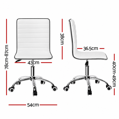 Artiss Office Chair Conference Chairs PU Leather Low Back White-Office Chairs-PEROZ Accessories