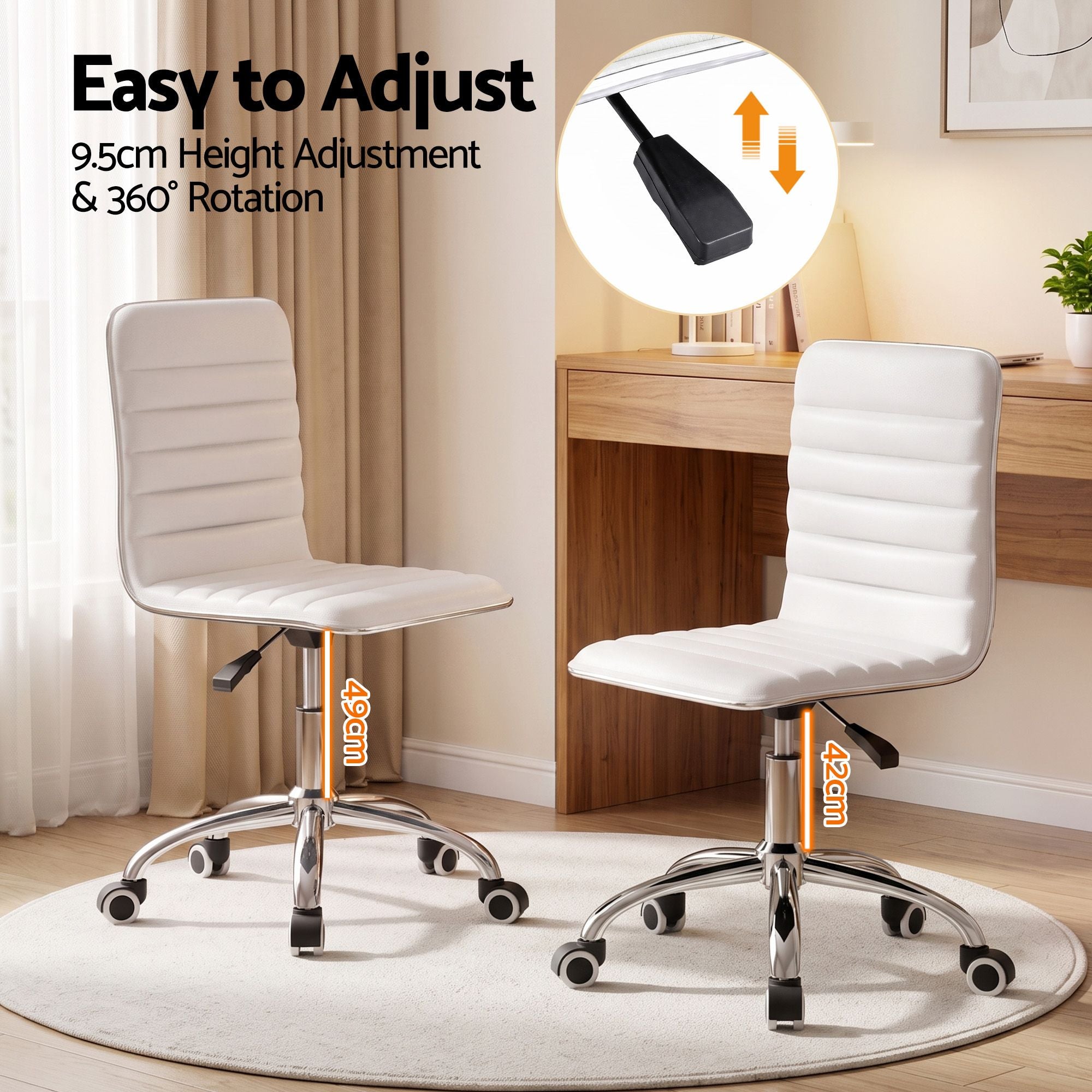 Artiss Office Chair Conference Chairs PU Leather Low Back White-Office Chairs-PEROZ Accessories