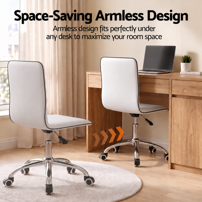 Artiss Office Chair Conference Chairs PU Leather Low Back White-Office Chairs-PEROZ Accessories