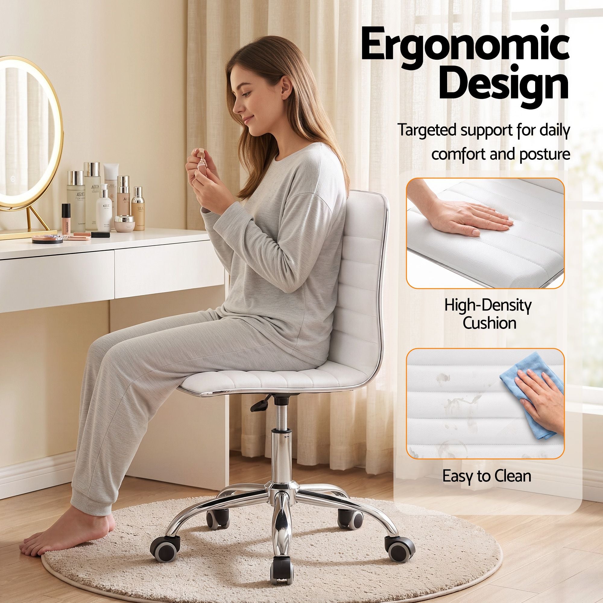Artiss Office Chair Conference Chairs PU Leather Low Back White-Office Chairs-PEROZ Accessories