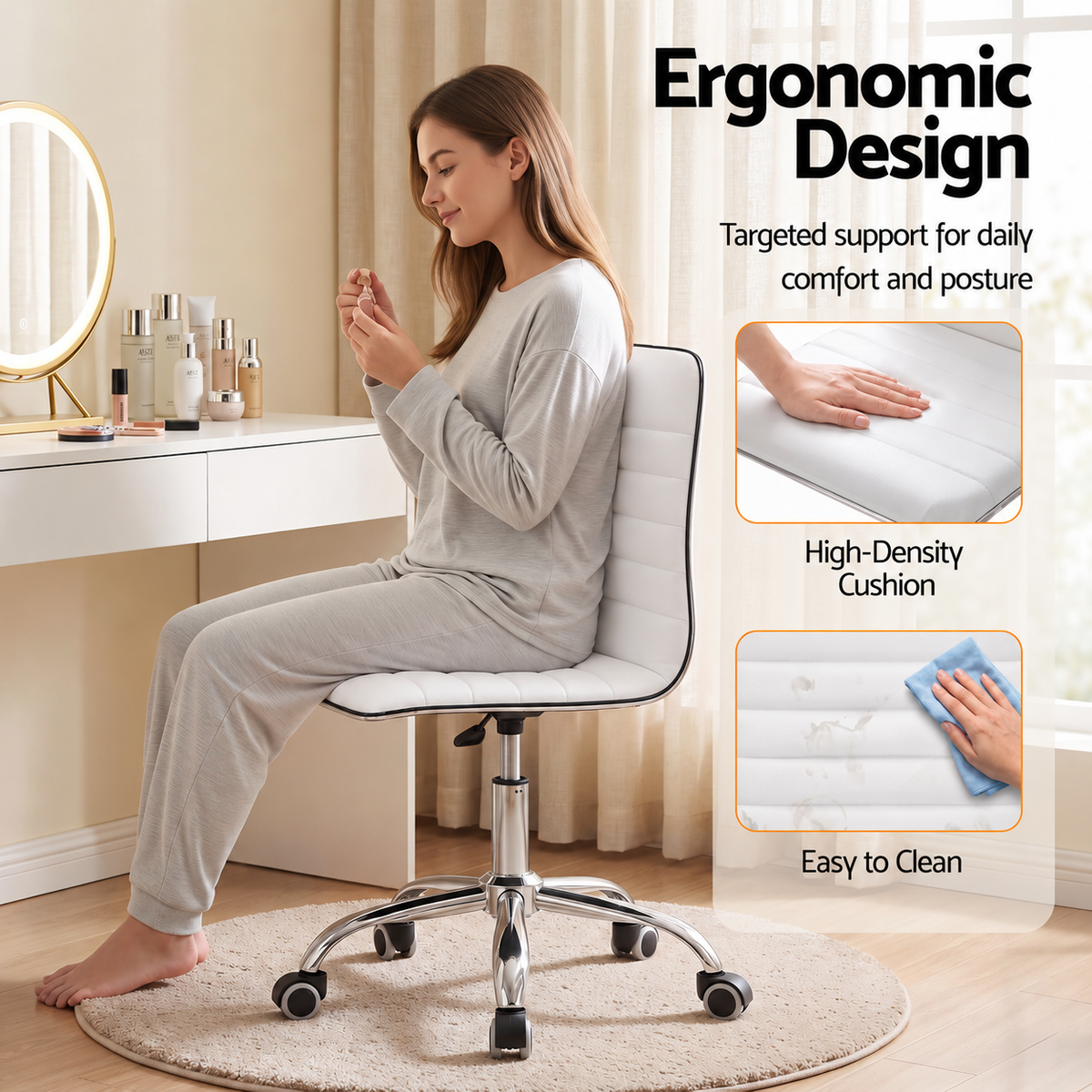 Artiss Office Chair Conference Chairs PU Leather Low Back White-Office Chairs-PEROZ Accessories