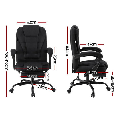 Artiss Office Chair Executive Fabric Seat Racing Computer Desk Chairs Footrest-Furniture > Office > Office &amp; Desk Chairs-PEROZ Accessories