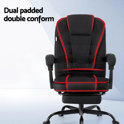 Artiss Office Chair Executive Fabric Seat Racing Computer Desk Chairs Footrest-Furniture > Office > Office &amp; Desk Chairs-PEROZ Accessories