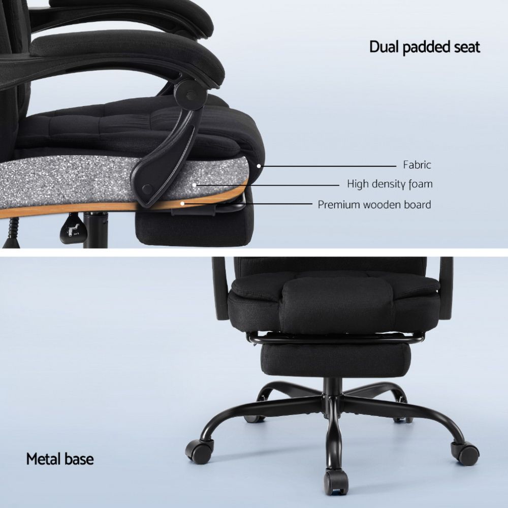 Artiss Office Chair Executive Fabric Seat Racing Computer Desk Chairs Footrest-Furniture > Office > Office &amp; Desk Chairs-PEROZ Accessories