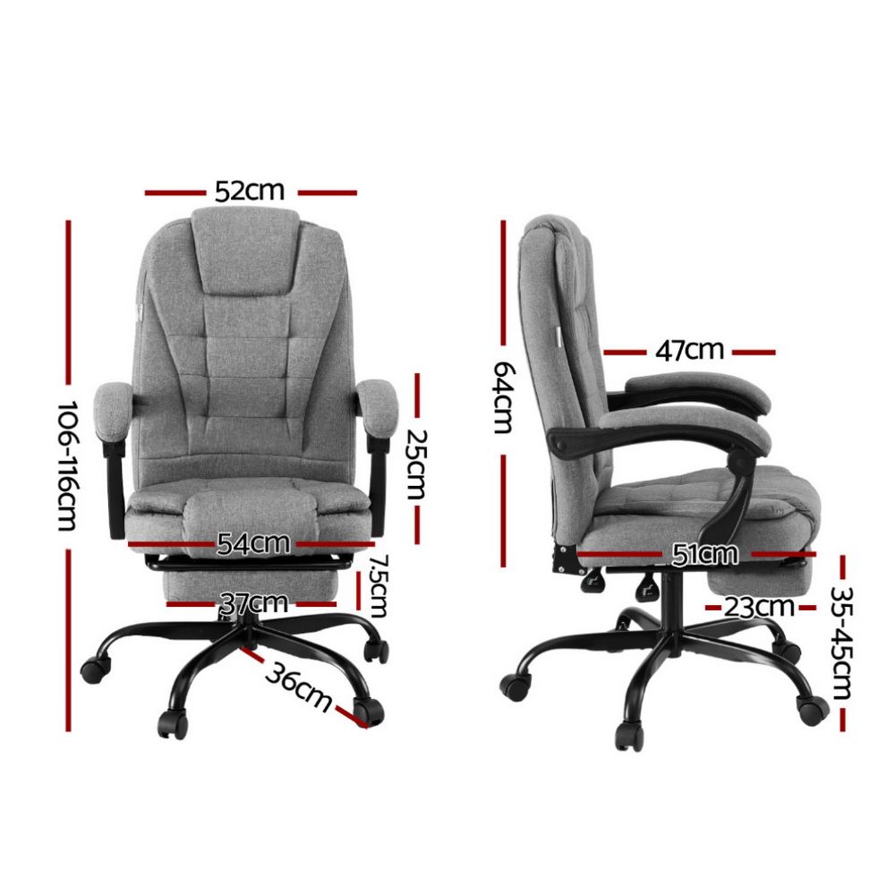 Artiss Office Chair Executive Fabric Seat Racing Computer Desk Chairs Footrest-Furniture > Office > Office &amp; Desk Chairs-PEROZ Accessories