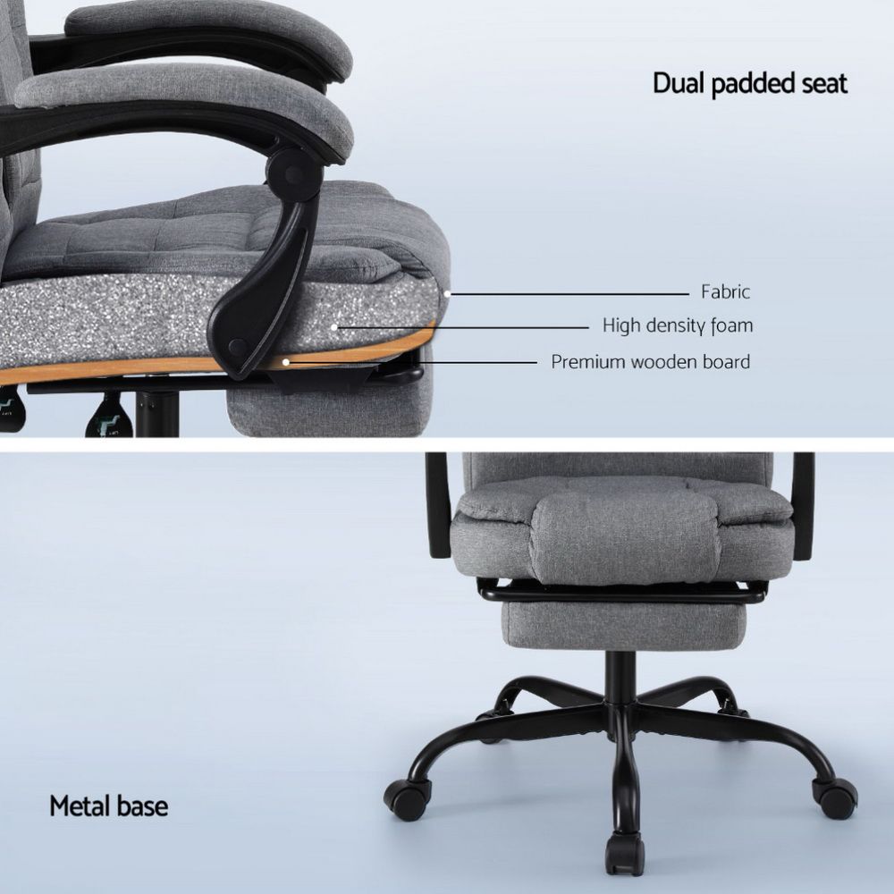 Artiss Office Chair Executive Fabric Seat Racing Computer Desk Chairs Footrest-Furniture > Office > Office &amp; Desk Chairs-PEROZ Accessories