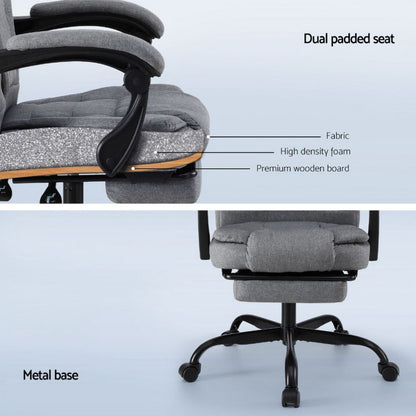 Artiss Office Chair Executive Fabric Seat Racing Computer Desk Chairs Footrest-Furniture > Office > Office &amp; Desk Chairs-PEROZ Accessories