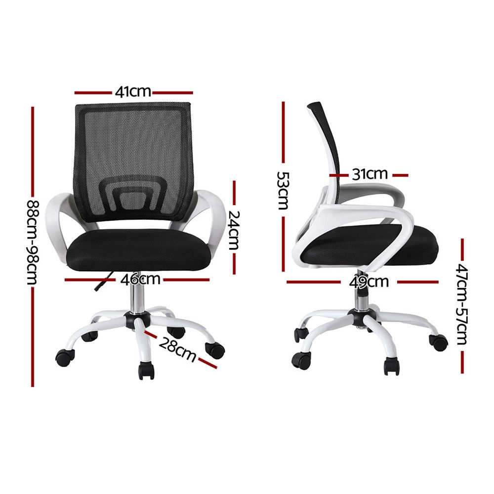 Artiss 2x Office Chair Mesh Computer Gaming Desk Chairs Work Study Mid Back-Furniture > Office > Office &amp; Desk Chairs-PEROZ Accessories