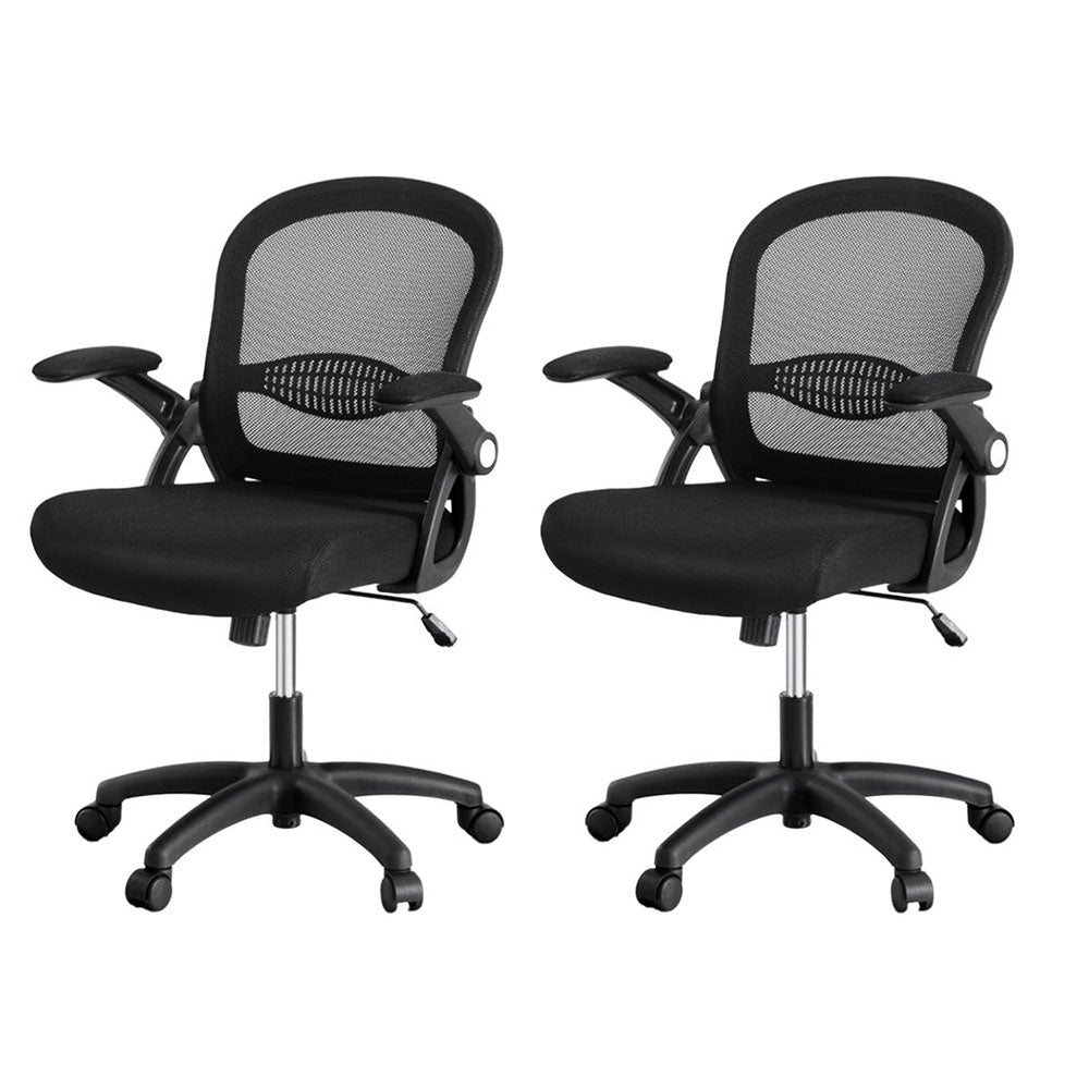 Artiss 2x Mesh Office Chair Computer Gaming Desk Chairs Work Study Mid Back-Furniture &gt; Office &gt; Office &amp; Desk Chairs-PEROZ Accessories