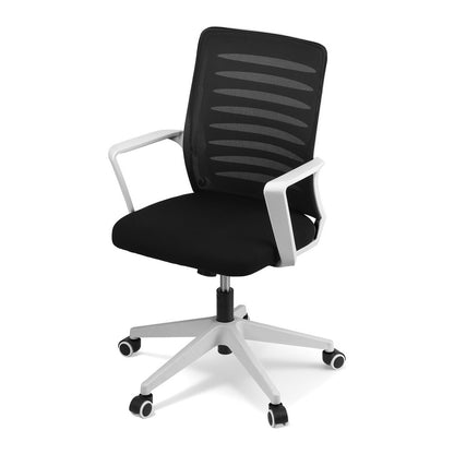 Artiss Ergonomic Office Chair Mesh Computer Desk Chairs with Lumbar Support, Height Adjustment Swivel Chair Mid Back for Home Office Study, Black and White-Furniture &gt; Office &gt; Office &amp; Desk Chairs-PEROZ Accessories