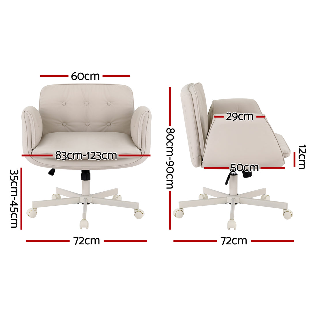 Artiss Criss Cross Chair with Wheels &amp; Adjustable Armrests, Ergonomic Cross Legged Office Desk Chair PU Leather Vanity Chair Swivel for Home, Make Up, Bedroom, Computer, Beige-Furniture > Office > Office &amp; Desk Chairs-PEROZ Accessories