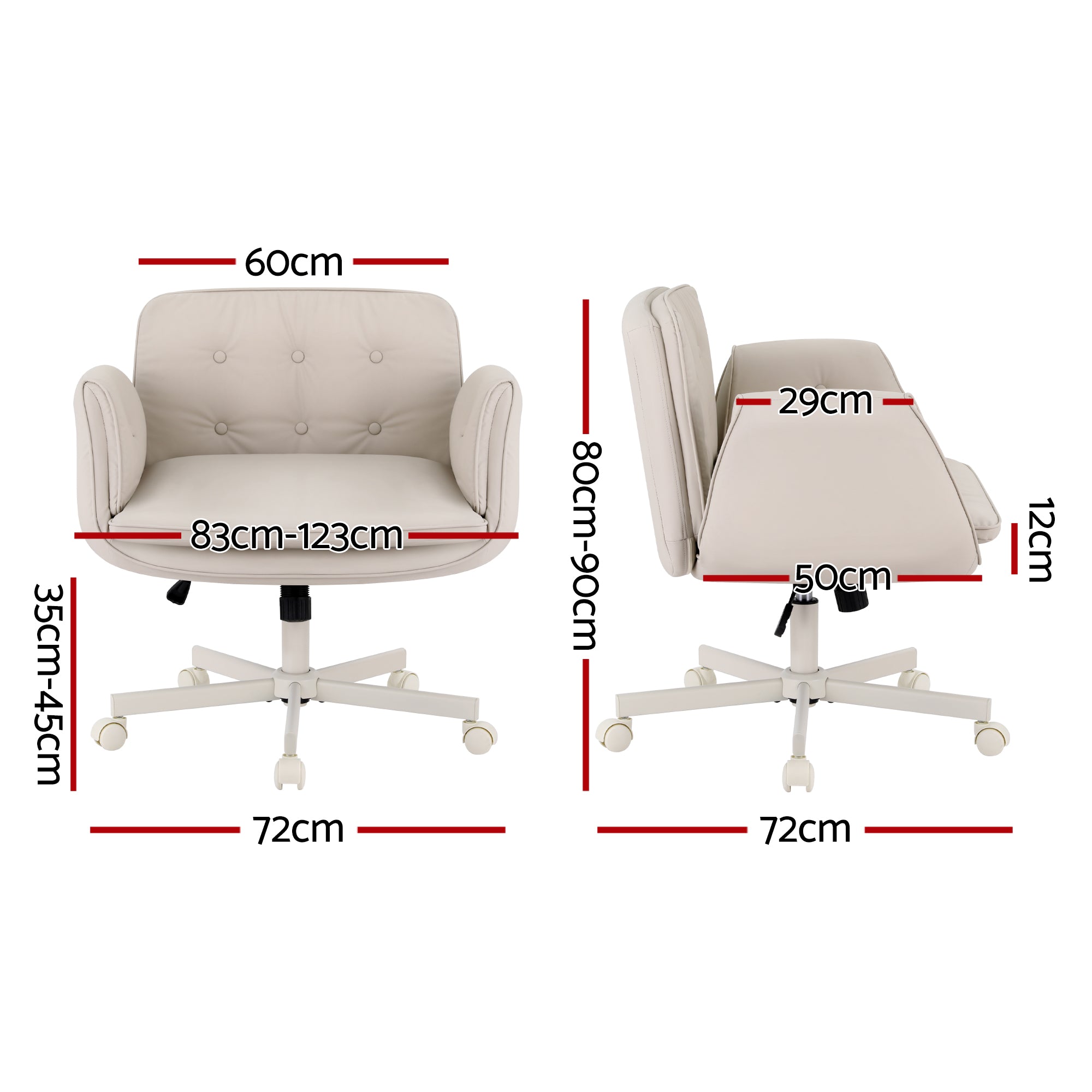 Artiss Criss Cross Chair with Wheels &amp; Adjustable Armrests, Ergonomic Cross Legged Office Desk Chair PU Leather Vanity Chair Swivel for Home, Make Up, Bedroom, Computer, Beige-Furniture > Office > Office &amp; Desk Chairs-PEROZ Accessories
