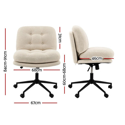 Artiss Criss Cross Office Chair Wide Seat Desk Chair Bouclé Fabric Vanity Chair Comfy, Beige-Furniture > Office > Office &amp; Desk Chairs-PEROZ Accessories