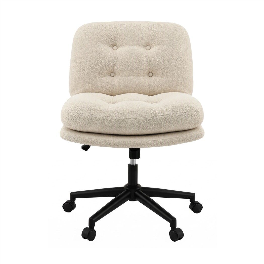Artiss Criss Cross Office Chair Wide Seat Desk Chair Bouclé Fabric Vanity Chair Comfy, Beige-Furniture > Office > Office &amp; Desk Chairs-PEROZ Accessories