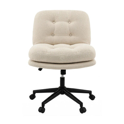 Artiss Criss Cross Office Chair Wide Seat Desk Chair Bouclé Fabric Vanity Chair Comfy, Beige-Furniture > Office > Office &amp; Desk Chairs-PEROZ Accessories