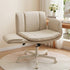 Artiss Cross Legged Office Chair PU Leather Swivel Vanity Chair Wide Seat Adjustable Arms Beige-Furniture > Office > Office & Desk Chairs-PEROZ Accessories
