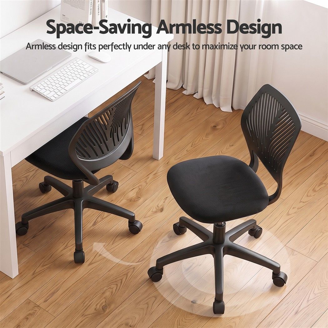 Artiss Ergonomic Office Chair Armless Study Chair Height Adjustable for Girls Boys Teens Black-Furniture > Office > Office &amp; Desk Chairs-PEROZ Accessories