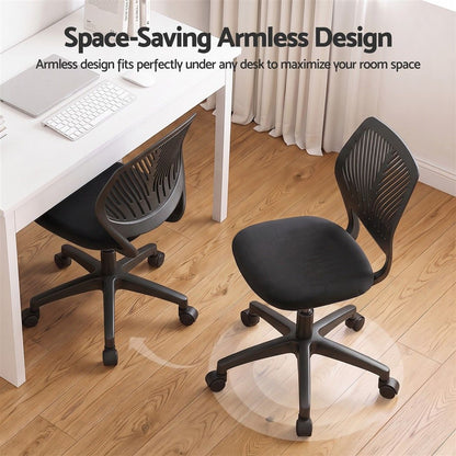 Artiss Ergonomic Office Chair Armless Study Chair Height Adjustable for Girls Boys Teens Black-Furniture > Office > Office &amp; Desk Chairs-PEROZ Accessories