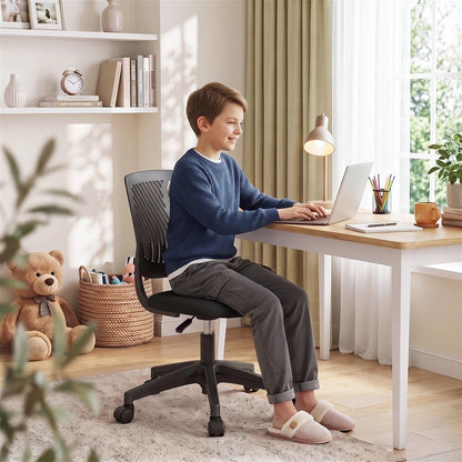 Artiss Ergonomic Office Chair Armless Study Chair Height Adjustable for Girls Boys Teens Black-Furniture > Office > Office &amp; Desk Chairs-PEROZ Accessories