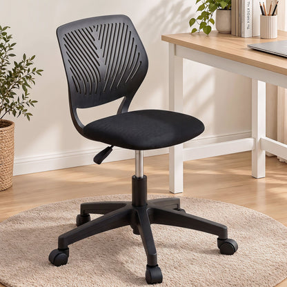 Artiss Ergonomic Office Chair Armless Study Chair Height Adjustable for Girls Boys Teens Black-Furniture > Office > Office &amp; Desk Chairs-PEROZ Accessories
