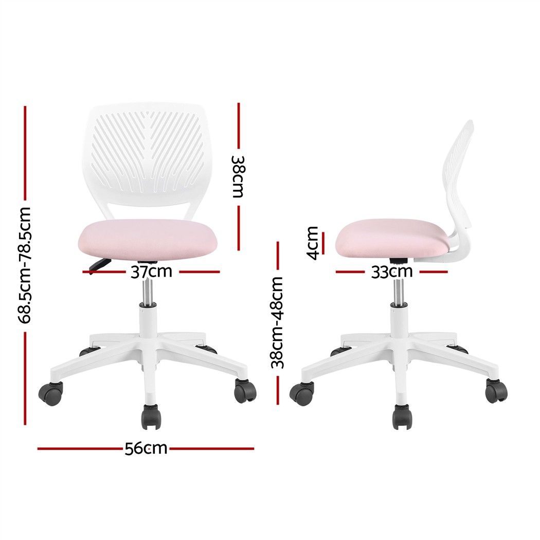 Artiss Ergonomic Office Chair Armless Study Chair Height Adjustable for Girls Boys Teens Pink-Furniture > Office > Office &amp; Desk Chairs-PEROZ Accessories