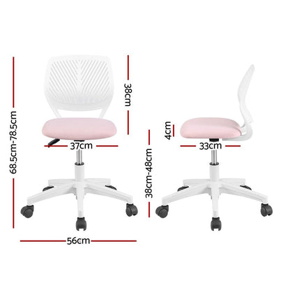 Artiss Ergonomic Office Chair Armless Study Chair Height Adjustable for Girls Boys Teens Pink-Furniture > Office > Office &amp; Desk Chairs-PEROZ Accessories