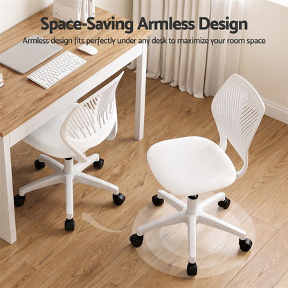 Artiss Ergonomic Office Chair Armless Study Chair Height Adjustable for Girls Boys Teens White-Furniture > Office > Office &amp; Desk Chairs-PEROZ Accessories