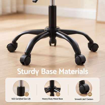 Artiss Armless Office Chair with Wheels, Ergonomic 360° Swivel Home Office Desk Chair, Height Adjustable Computer Task Chair with Fabric Back and Seat for Small Space, Black-Furniture > Office > Office &amp; Desk Chairs-PEROZ Accessories