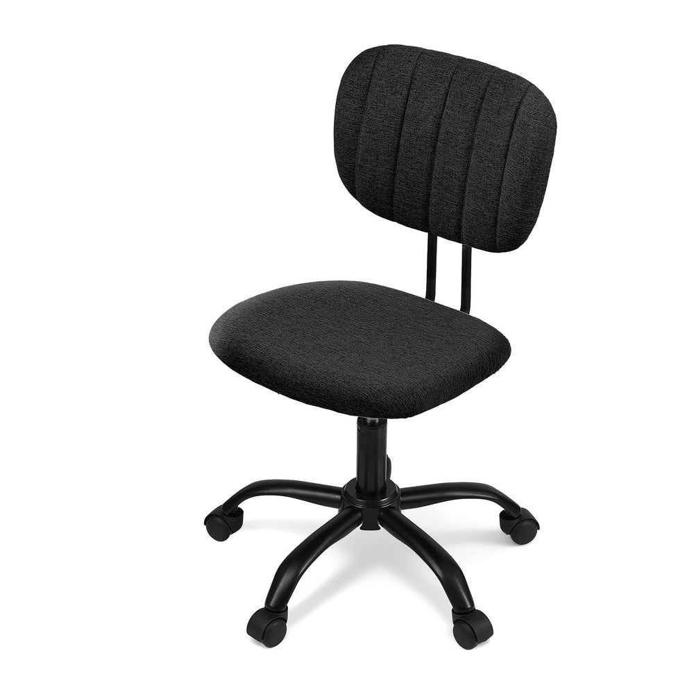 Artiss Armless Office Chair with Wheels, Ergonomic 360° Swivel Home Office Desk Chair, Height Adjustable Computer Task Chair with Fabric Back and Seat for Small Space, Black-Furniture &gt; Office &gt; Office &amp; Desk Chairs-PEROZ Accessories
