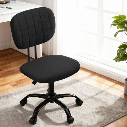 Artiss Armless Office Chair with Wheels, Ergonomic 360° Swivel Home Office Desk Chair, Height Adjustable Computer Task Chair with Fabric Back and Seat for Small Space, Black-Furniture &gt; Office &gt; Office &amp; Desk Chairs-PEROZ Accessories