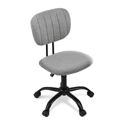 Artiss Armless Office Chair with Wheels, Ergonomic 360° Swivel Home Office Desk Chair, Height Adjustable Computer Task Chair with Fabric Back and Seat for Small Space, Grey-Furniture &gt; Office &gt; Office &amp; Desk Chairs-PEROZ Accessories