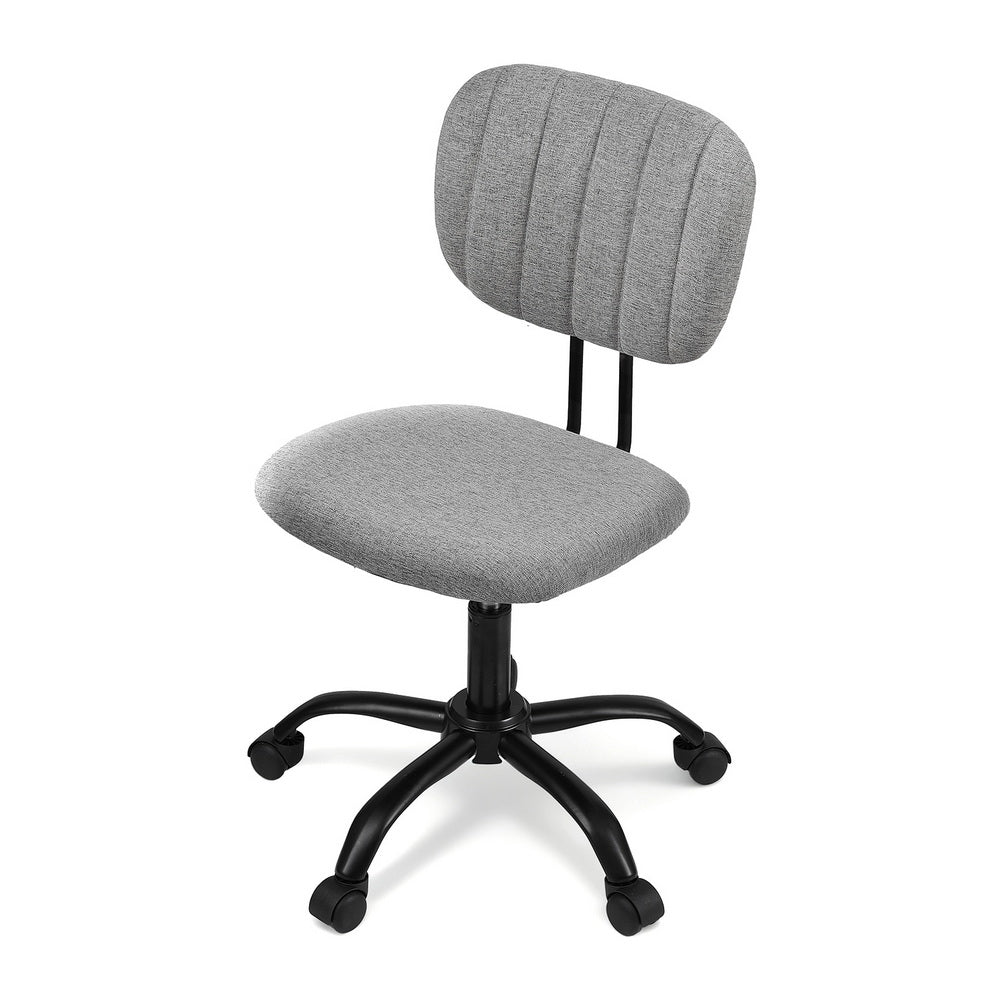 Artiss Armless Office Chair with Wheels, Ergonomic 360° Swivel Home Office Desk Chair, Height Adjustable Computer Task Chair with Fabric Back and Seat for Small Space, Grey-Furniture &gt; Office &gt; Office &amp; Desk Chairs-PEROZ Accessories