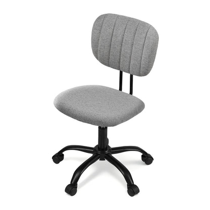 Artiss Armless Office Chair with Wheels, Ergonomic 360° Swivel Home Office Desk Chair, Height Adjustable Computer Task Chair with Fabric Back and Seat for Small Space, Grey-Furniture &gt; Office &gt; Office &amp; Desk Chairs-PEROZ Accessories