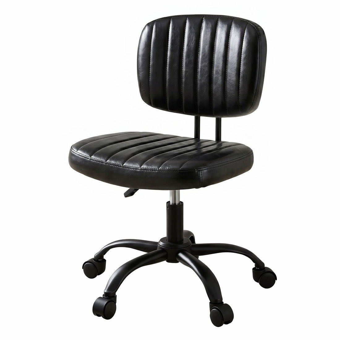 Artiss Armless Office Chair with Wheels, Ergonomic PU Leather Office Desk Chair, Height Adjustable 360° Swivel Computer Task Chair for Home Office, Study Room &amp; Small Space, Black