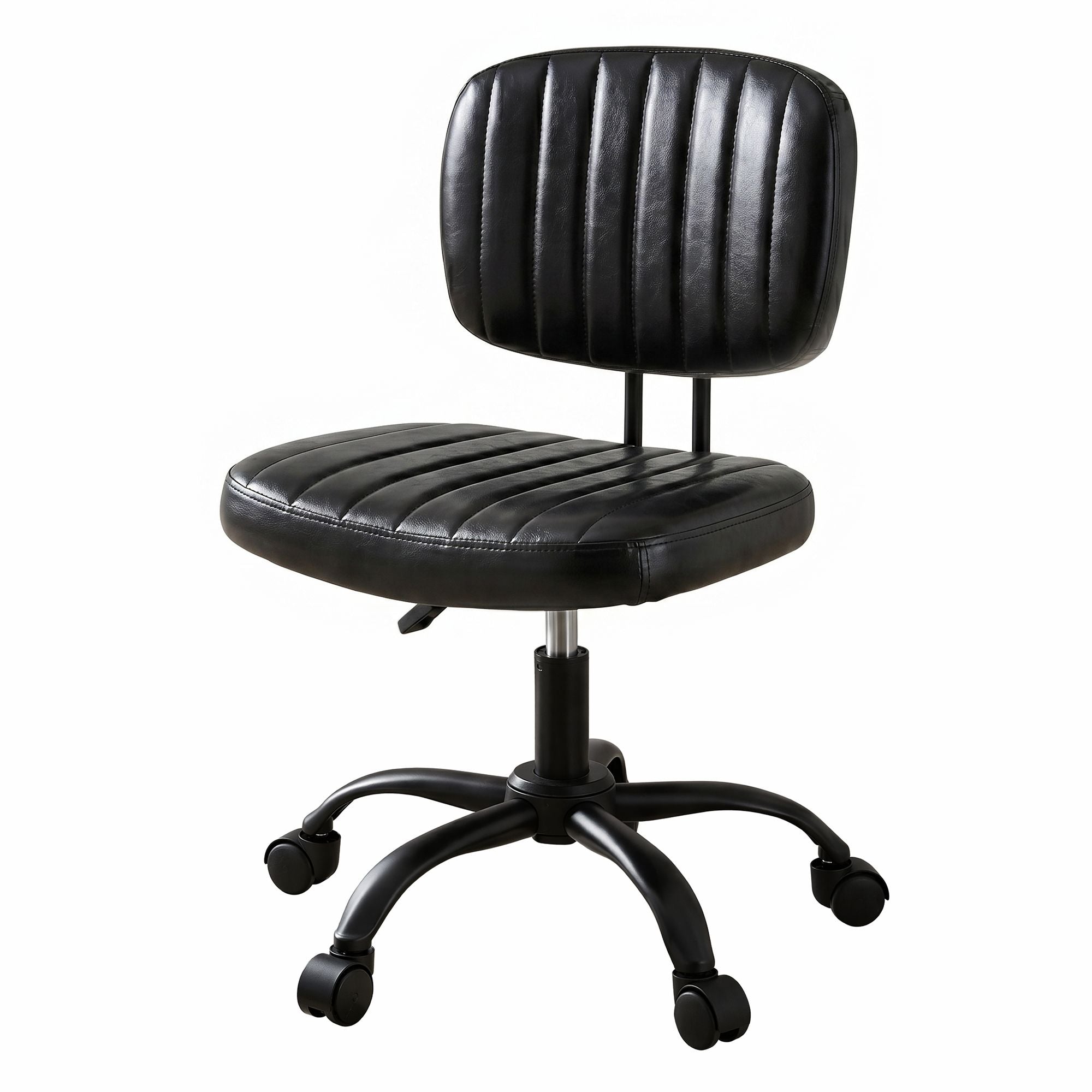Artiss Armless Office Chair with Wheels, Ergonomic PU Leather Office Desk Chair, Height Adjustable 360° Swivel Computer Task Chair for Home Office, Study Room &amp; Small Space, Black