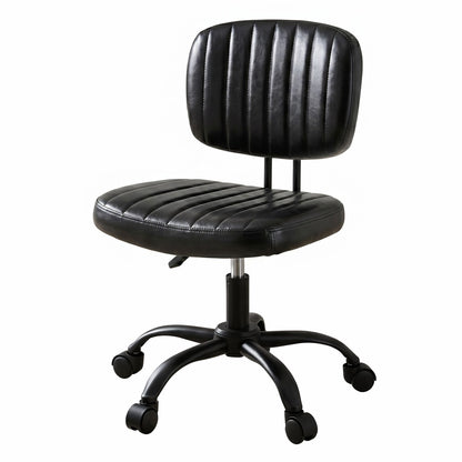 Artiss Armless Office Chair with Wheels, Ergonomic PU Leather Office Desk Chair, Height Adjustable 360° Swivel Computer Task Chair for Home Office, Study Room &amp; Small Space, Black