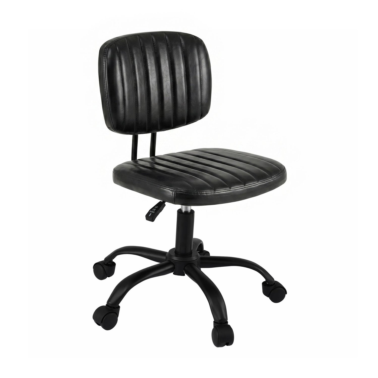 Artiss Armless Office Chair with Wheels, Ergonomic PU Leather Office Desk Chair, Height Adjustable 360° Swivel Computer Task Chair for Home Office, Study Room &amp; Small Space, Black
