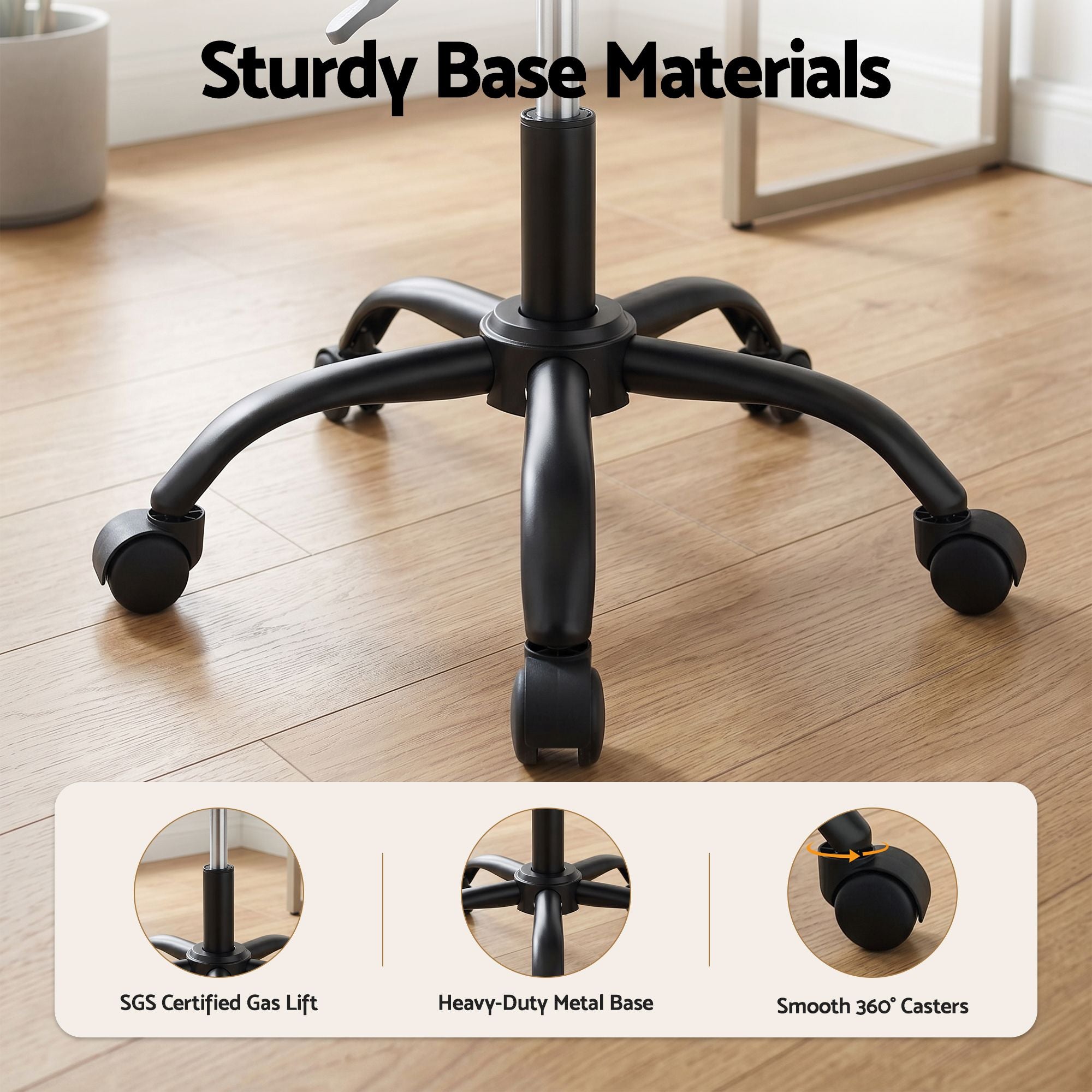 Artiss Armless Office Chair with Wheels, Ergonomic PU Leather Office Desk Chair, Height Adjustable 360° Swivel Computer Task Chair for Home Office, Study Room &amp; Small Space, Black