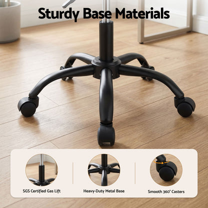 Artiss Armless Office Chair with Wheels, Ergonomic PU Leather Office Desk Chair, Height Adjustable 360° Swivel Computer Task Chair for Home Office, Study Room &amp; Small Space, Black