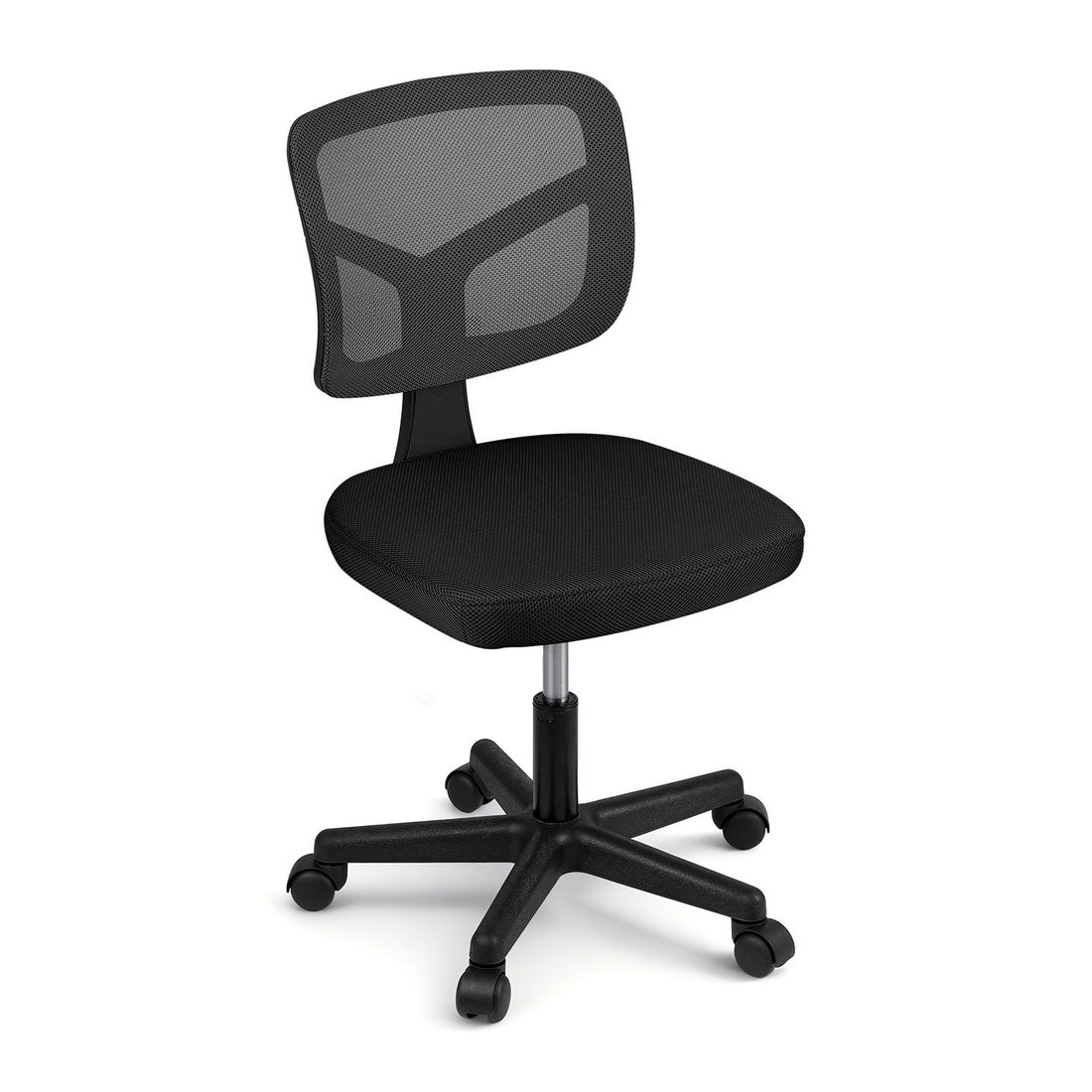 Artiss Armless Office Chair with Wheels, Ergonomic 360° Swivel Home Office Desk Chair, Height Adjustable Computer Task Chair with Fabric Back and Seat for Small Space, Black-Furniture &gt; Office &gt; Office &amp; Desk Chairs-PEROZ Accessories