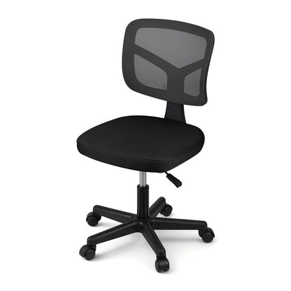 Artiss Armless Office Chair with Wheels, Ergonomic 360° Swivel Home Office Desk Chair, Height Adjustable Computer Task Chair with Fabric Back and Seat for Small Space, Black-Furniture &gt; Office &gt; Office &amp; Desk Chairs-PEROZ Accessories
