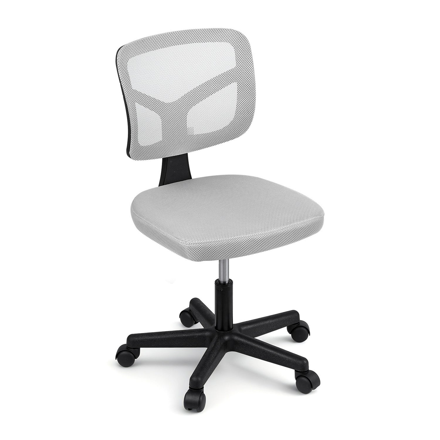 Artiss Armless Office Chair with Wheels, Ergonomic 360° Swivel Home Office Desk Chair, Height Adjustable Computer Task Chair with Fabric Back and Seat for Small Space, Grey-Furniture &gt; Office &gt; Office &amp; Desk Chairs-PEROZ Accessories