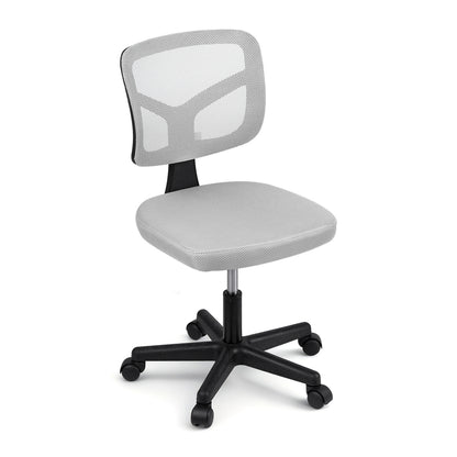 Artiss Armless Office Chair with Wheels, Ergonomic 360° Swivel Home Office Desk Chair, Height Adjustable Computer Task Chair with Fabric Back and Seat for Small Space, Grey-Furniture &gt; Office &gt; Office &amp; Desk Chairs-PEROZ Accessories