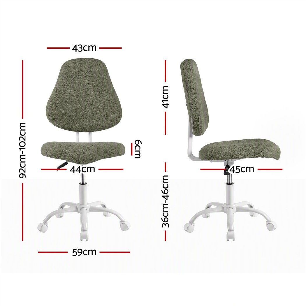 Artiss Armless Office Chair Ergonomic Soft Fleece Height Adjustable Vanity Desk Chair Green-Furniture > Office > Office &amp; Desk Chairs-PEROZ Accessories