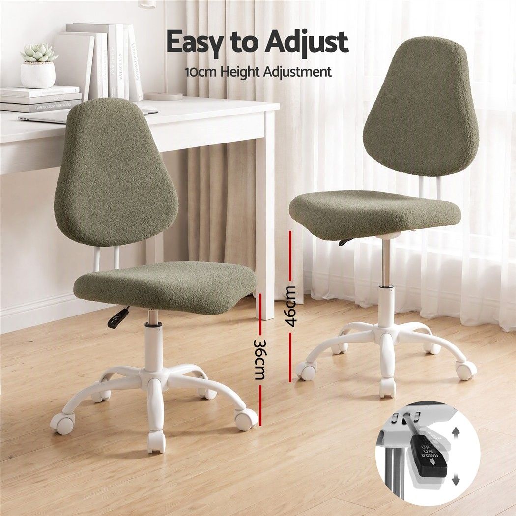 Artiss Armless Office Chair Ergonomic Soft Fleece Height Adjustable Vanity Desk Chair Green-Furniture > Office > Office &amp; Desk Chairs-PEROZ Accessories
