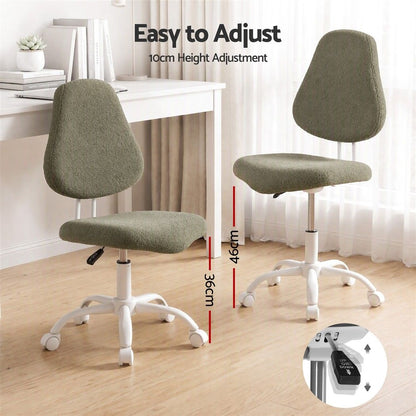 Artiss Armless Office Chair Ergonomic Soft Fleece Height Adjustable Vanity Desk Chair Green-Furniture > Office > Office &amp; Desk Chairs-PEROZ Accessories