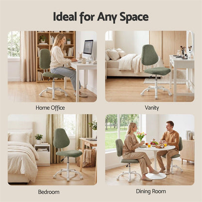 Artiss Armless Office Chair Ergonomic Soft Fleece Height Adjustable Vanity Desk Chair Green-Furniture > Office > Office &amp; Desk Chairs-PEROZ Accessories