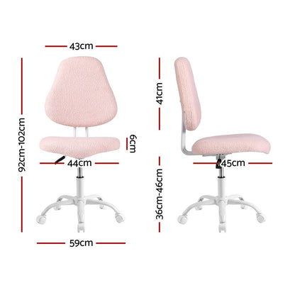 Artiss Armless Office Chair Ergonomic Soft Fleece Height Adjustable Vanity Desk Chair Pink-Furniture > Office > Office &amp; Desk Chairs-PEROZ Accessories